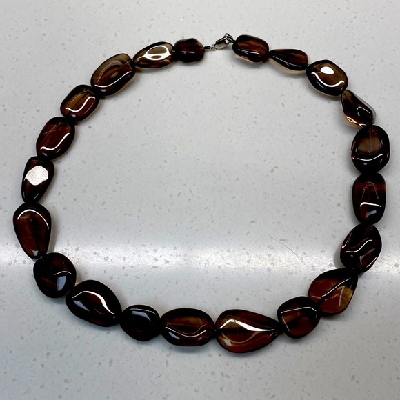 Natural Smoky Quartz Necklace Oval Smooth Beaded. Single strand, Rare find - Picture 2 of 11